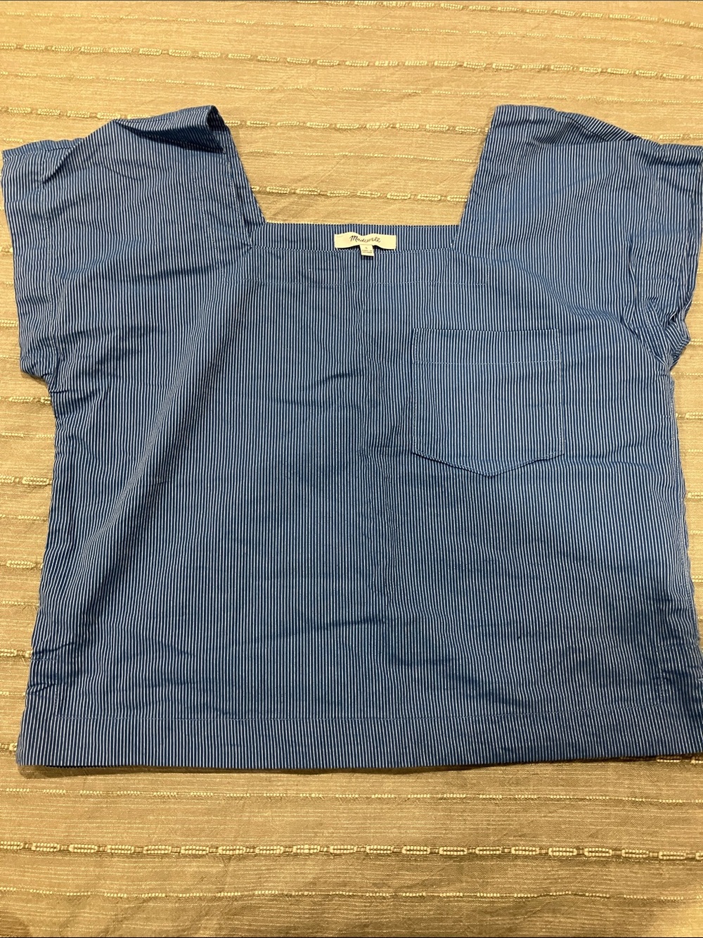 Madewell Blue Pinstripe Square Neck Top